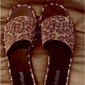 Slip on leopard sandals flats